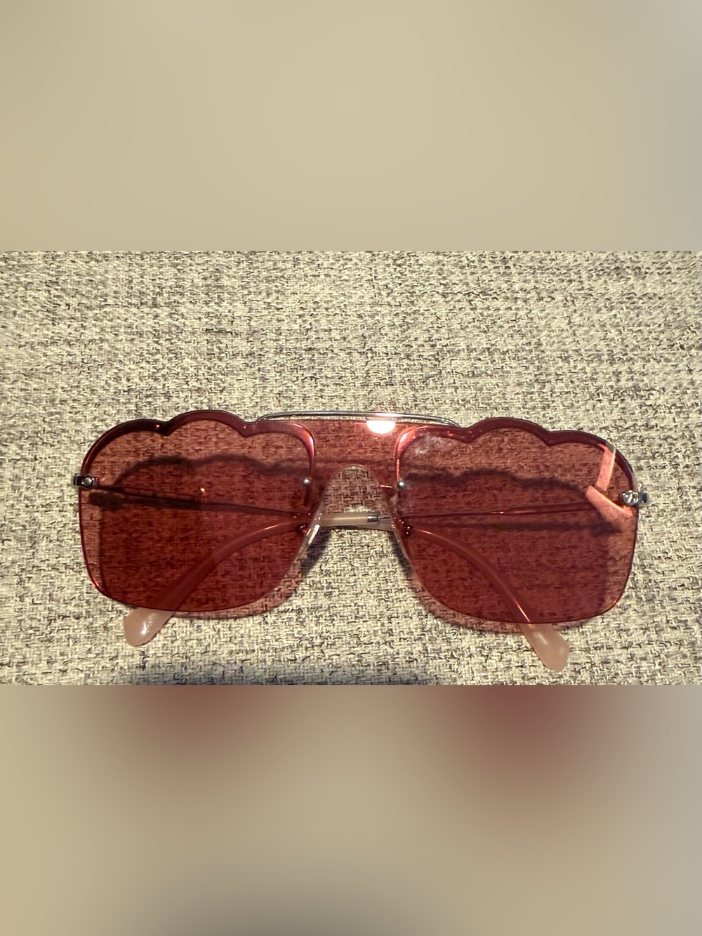 Miu Miu Pink Scalloped-Edge Sunglasses